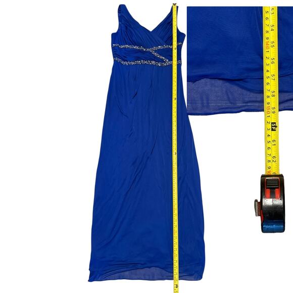 Cachet Long Blue Maxi Beaded Evening Gown Dress Size 12 - Picture 5 of 6
